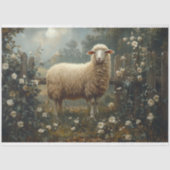  schapen tussen witte bloemen schilderen tissuepapier (Voorkant)