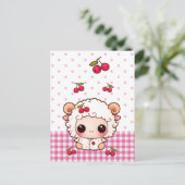 Schapen van de Cute baby met kawaii-kersen Briefkaart (Staand voorkant)
