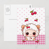 Schapen van de Cute baby met kawaii-kersen Briefkaart (Voorkant / Achterkant)