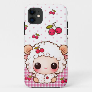 Schapen van Kawaii baby en schattige kersen Case-Mate iPhone Case
