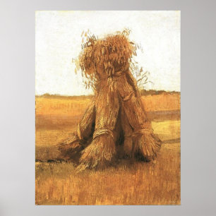 Schapen van Wheat in a Field, van Gogh Poster