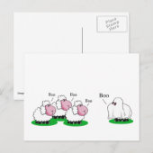 Schapen verkleed als een Halloween geest die "Boo" Briefkaart (Voorkant / Achterkant)