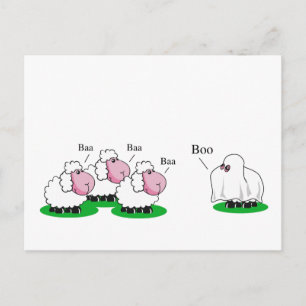 Schapen verkleed als een Halloween geest die "Boo" Briefkaart