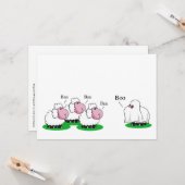 Schapen verkleed als een Halloween geest die "Boo" Kaart (Voorkant / Achterkant in situ)