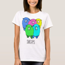 Schapen - Vijf vetfluffels, gekleurde cartoon scha T-shirt