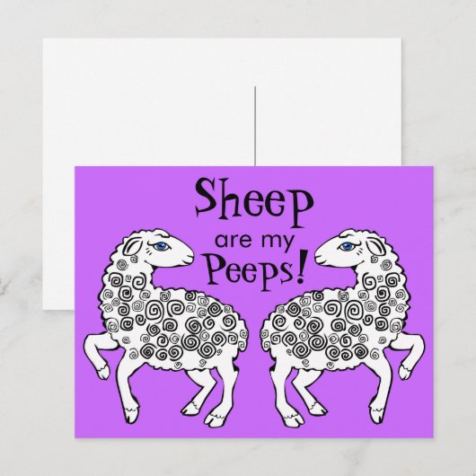 Schapen zijn mijn piepers! Folk Art Paars Briefkaart (Voorkant / Achterkant)