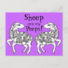 Schapen zijn mijn piepers! Folk Art Paars Briefkaart