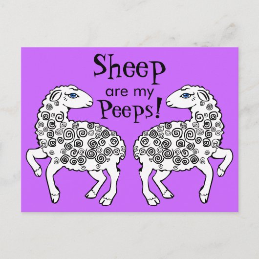 Schapen zijn mijn piepers! Folk Art Paars Briefkaart (Voorkant)