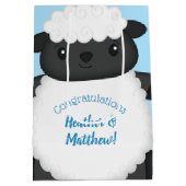 Schapenblauw Baby shower Medium Cadeauzakje (Achterkant)