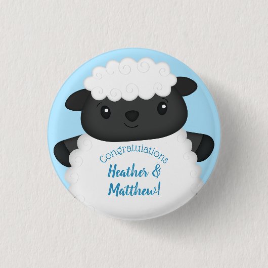 Schapenblauw Baby shower Ronde Button 3,2 Cm (Voorkant)