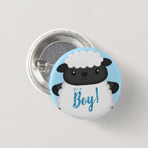 Schapenblauw Baby shower Ronde Button 3,2 Cm