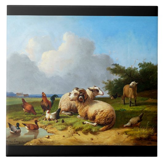 Schapendeeg Eenden kippen Boerderij Tile Tegeltje (Voorkant)
