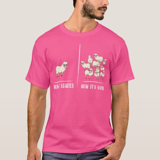 Schapeneigenaar hoe het begon hoe het gaat t-shirt (Voorkant)