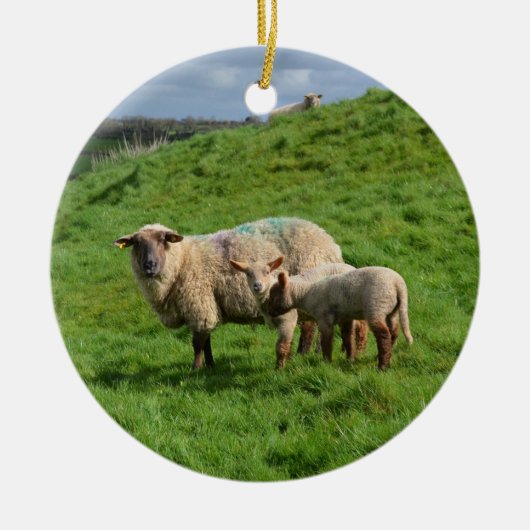 Schapenfamilie Keramisch Ornament (Voorkant)