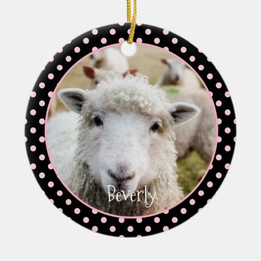 Schapengepersonaliseerde keramische versiering keramisch ornament (Voorkant)