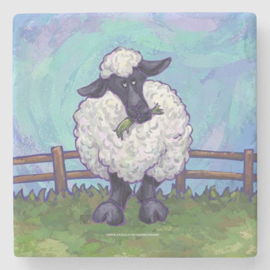 Schapengeschenken en -Accessoires Stenen Onderzetter (Voorkant)