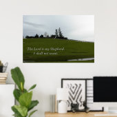 Schapengrazing in het groendeegment nabij de hond poster (Thuiskantoor)