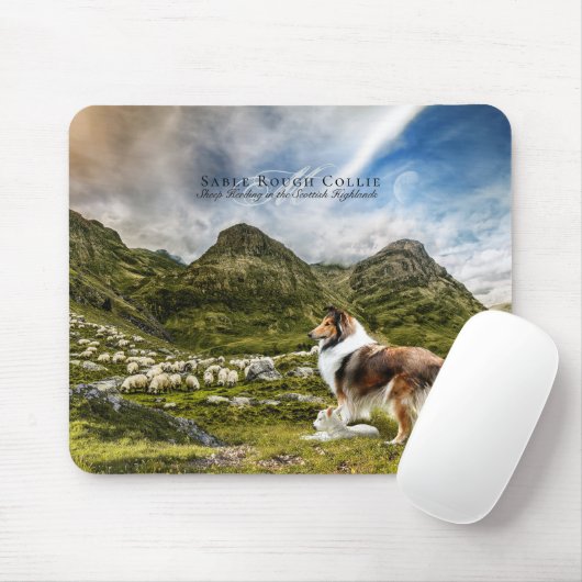 Schapenherding Sable Rough Collie - Gepersonalisee Muismat (Met muis)