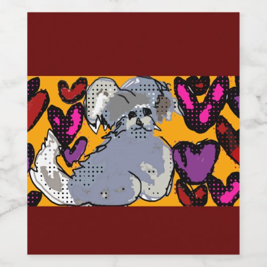 Schapenhond harst tweetone koffie mok Wooden Box S Wijn Etiket (Enkel label)