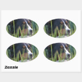 Schapenhond in gras ovale sticker (Vel)