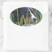 Schapenhond in gras ovale sticker (Tas)