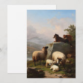 Schapenhonden bewaken de schaap, overkijkende rivi feestdagenkaart (Voorkant / Achterkant)
