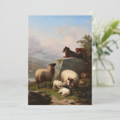 Schapenhonden bewaken de schaap, overkijkende rivi feestdagenkaart (Staand voorkant)