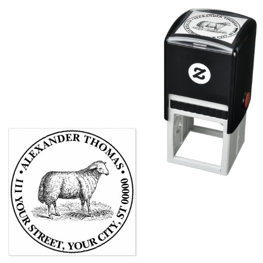  schapenhouderijdieren tekening c adres  zelfinktende stempel (In situ)