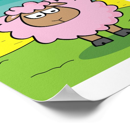 Schapenillustratie - Kinder Boerderij Animal Art P Poster (Hoek)