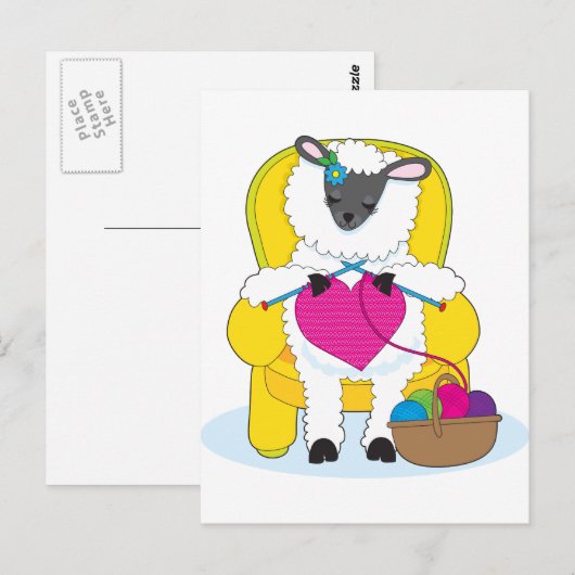 Schapenknitting Heart Briefkaart (Voorkant / Achterkant)
