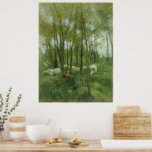 Schapenkoppel in een bos, Anton Mauve Poster (Keuken)