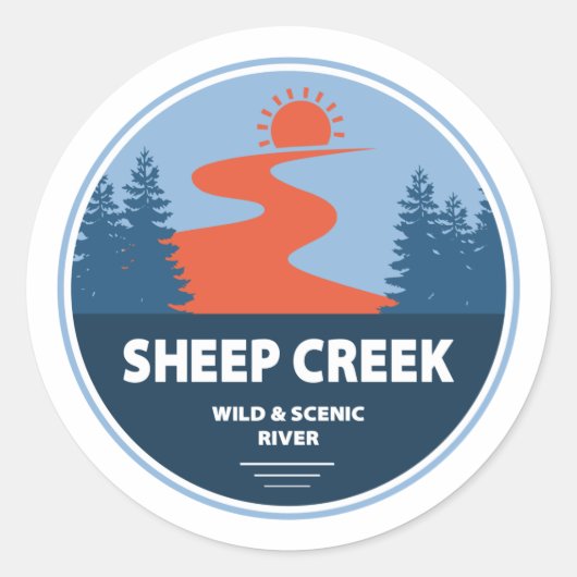 Schapenkrek Wild en de Schilderachtig rivier Idaho Ronde Sticker (Voorkant)