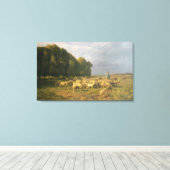 Schapenkudde in een landschap canvas afdruk (Insitu (Houten vloer))