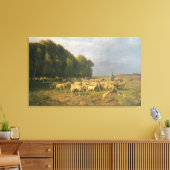 Schapenkudde in een landschap canvas afdruk (Insitu (Woonkamer))