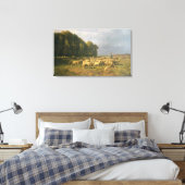 Schapenkudde in een landschap canvas afdruk (Insitu (Slaapkamer))