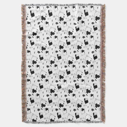 Schapenkuil, zwart en wit deken (Voorkant Verticaal)