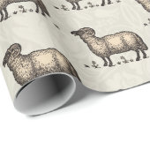 Schapenlammeren Boerderij Dierlijke Vintage Cadeaupapier (Rol Hoek)