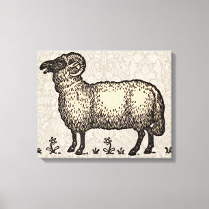 Schapenlammeren Boerderij Dierlijke Vintage Canvas Afdruk