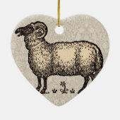 Schapenlammeren Boerderij Dierlijke Vintage Keramisch Ornament (Achterkant)