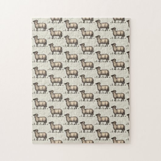 Schapenlammeren Boerderij Dierlijke Vintage Legpuzzel (Verticaal)