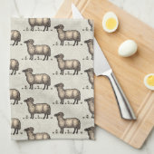 Schapenlammeren Boerderij Dierlijke Vintage Theedoek (Quarter Fold)