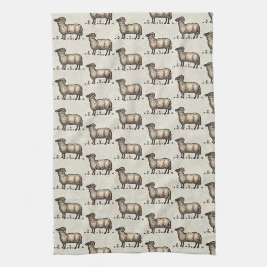 Schapenlammeren Boerderij Dierlijke Vintage Theedoek (Verticaal)