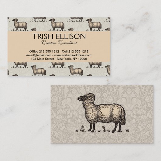 Schapenlammeren Boerderij Dierlijke Vintage Visitekaartje (Voorkant / Achterkant)