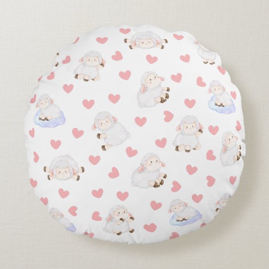 Schapenliefde Rond Kussen (Voorkant)