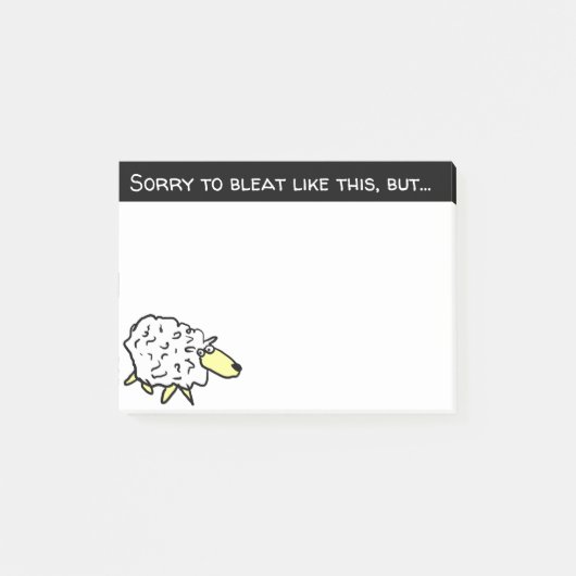 Schapenontwerp met bericht "Sorry voor het blaten, Post-it® Notes (Voorkant)