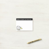 Schapenontwerp met bericht "Sorry voor het blaten, Post-it® Notes (Op bureau)