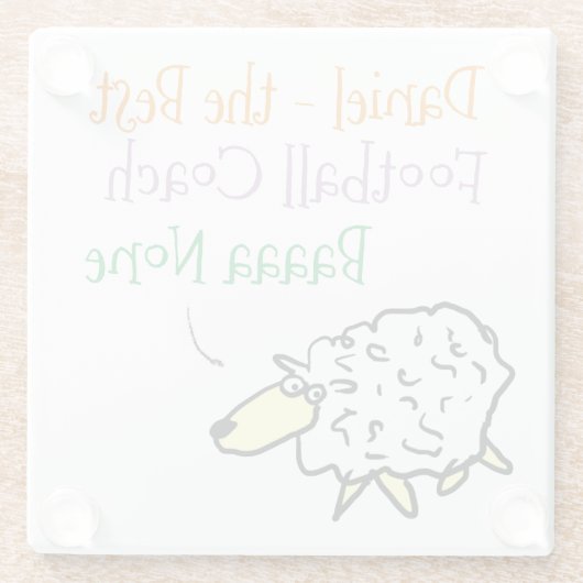 Schapenontwerp voor een Football Coach-Onderzetter Glazen Onderzetter (Achterkant)