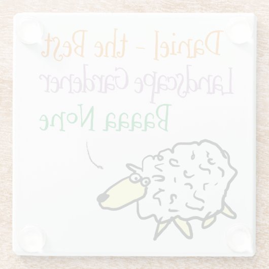 Schapenontwerp voor een landschapsteller glazen onderzetter (Achterkant)