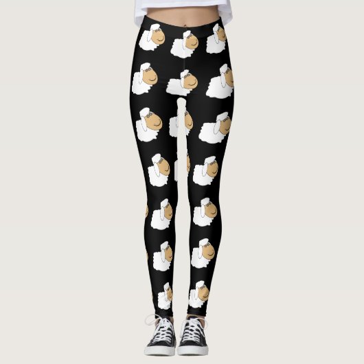 Schapenontwerp zwart leggings (Voorkant)