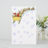 Schapenpapier Santa Flying Reindeer Sleigh Briefpapier (Staand voorkant)